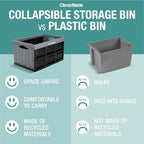 CleverMade Collapsible Storage Bins, 32L 3 Pack, 66 lb Stackable, Stone - Image 3