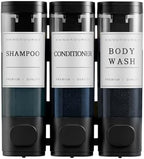 Shampoo and Conditioner Dispenser,Shower Soap Dispenser 3 Chamber No Drill Wall-Mounted Shampoo Dispenser for Shower Wall Mounted Shower Dispenser for Bathroom Hotel Large Capacity,Black - Image 4