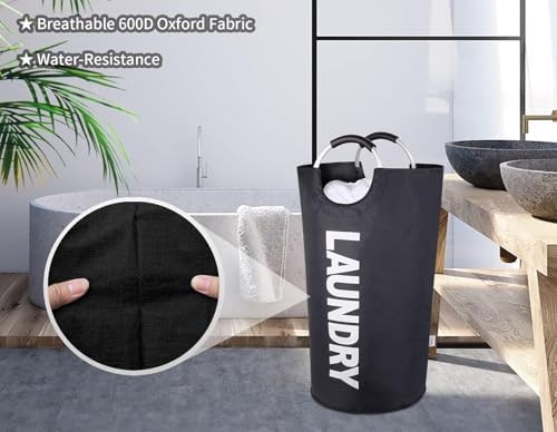 2-Pack Large Laundry Basket, Laundry Hamper Bag with Handles, 115L, Black - Image 4