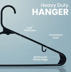 Utopia Home Plastic Hangers 50 Pack – Built-in Strap Hooks Black | Space saving | Durable & strong | Closet organizer | Clothes hangers | Ideal for shirts, pants, skirts & coats - Image 2