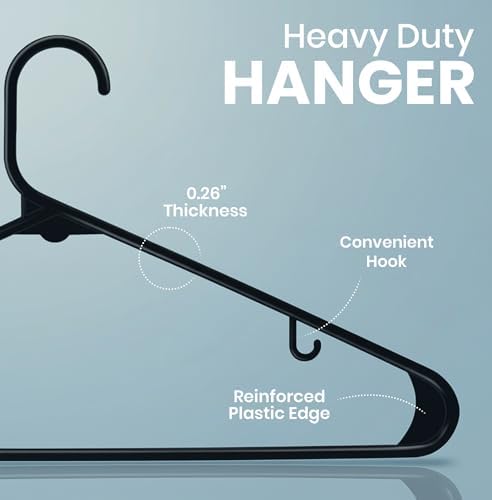 Utopia Home Plastic Hangers 20 Pack – Built-in Strap Hooks Black - Image 2