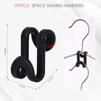 Hanger Hooks Space Saving, 60 PCS Clothes Hanger Connector Hooks | Closet Space Savers for Hanging Clothes, Black - Image 2