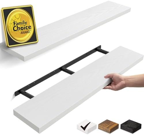 BAYKA White Floating Shelves 47.2in, Set of 2, Wall Mounted for Wall Decor by Bayka