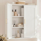 INNOD Bathroom Storage Cabinet, Over The Toilet Storage Cabinet, Medicine Cabinet with Adjustable Wood Shelf & Doors for Laundry Room & Kitchen & Living Room(White) by INNODToddlerTower