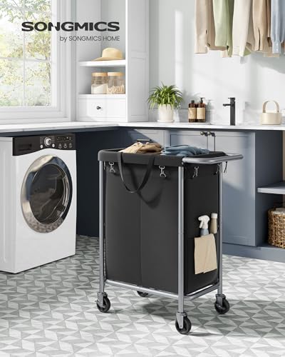 SONGMICS Laundry Basket with Wheels, 2-Section, 37.0 Gallons (140 L) - Image 2