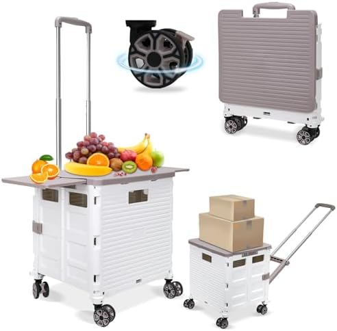FELICON SELORSS Folding Utility Cart Portable Rolling Crate Handcart-White by FELICON