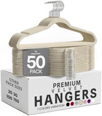 Utopia Home Velvet Hangers 50 Pack - Non-Slip Suit Hangers with 360 Degree Rotatable Hook - for Pants, Coats, Shirts & More (Ivory) | Luxury Non-Slip Slim Pant & Coat Hangers | Strong Space-Saving Clothes Hangers | 360° Swivel Hook by UTOPIAHOME