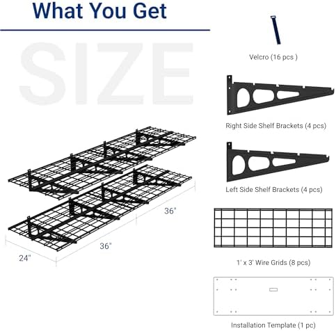 FLEXIMOUNTS 2-Pack 2x6ft Garage Shelving 24-inch-by-72-inch Heavy Duty Wall Mounted Shelves Garage Storage Rack Floating Shelves, 1400lbs Load Capacity, Black, Classic Series - Image 2