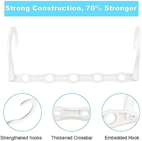 DUCOO Space Saving Hangers 10 Pack, Heavy Duty Magic Cascading Hanger Organizer with 5 Enclosed Anti-Slip Holes, Closet Organizers and Storage for Clothes, College Dorm Room Essentials, White - Image 5