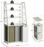 Herture Laundry Basket, 3 Section Laundry Hamper with 4 Tiers Shelf, Pull-Out and Removable Laundry Bags, Large 3 x 15.87 Gallons, 3 Color Bags for Laundry Room Bathroom White PF05XLE - Image 3