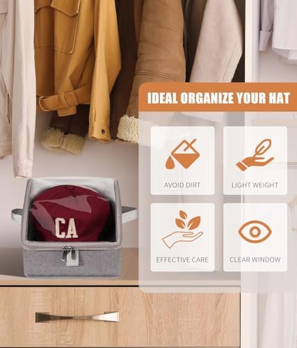 Livelab Hat Organizer for Baseball Caps, Hat Storage Boxes, Grey 2Pcs - Image 3