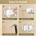 Coat Rack Wall Mount Heavy Duty, Wall Coat Hanger with Hooks, White 1 Pack - Image 4
