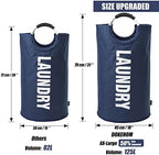DOKEHOM 125L X-Large Laundry Basket Bag, Collapsible Tall Hamper, Dark Blue - Image 3
