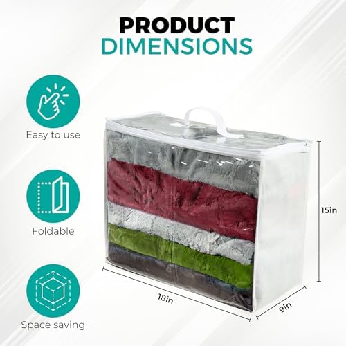 Clear Storage Blanket Bag with Zipper for Comforter, Clothes, Bedding, 3Pk - Image 5