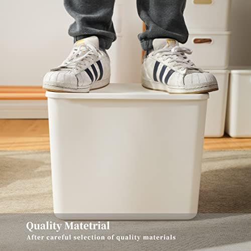 Yishyfier Plastic Storage Baskets Bins Boxes With Lids,Organizing Container White Storage Organizer Bins For Shelves Drawers Desktop Playroom Classroom Office,6-Pack(4XL+2L) - Image 3