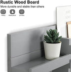 Lwenki Mail Organizer for Wall Mount – Key Holder with Shelf Includes Letter Holder and Hooks for Coats, Dog Leashes – Rustic Wood with Flush Mounting Hardware (16.5” x 8.7” x 3.5”) (Gray) - Image 3