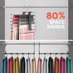 Black Space Saving Pants Hangers 2 Pack, 6 Layer Jeans Hangers and Closet Organizer for Jeans, Scarves, Skirts, Multi-Layer Hanger with Anti-Slip Coating & Stopper, Heavy-Duty S-Type Stainless Steel - Image 3