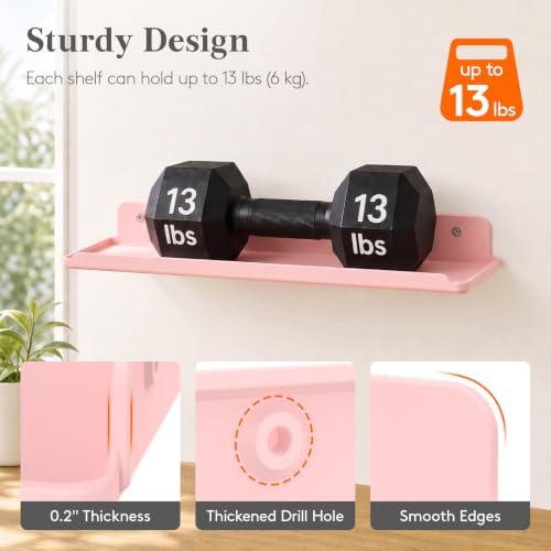 Lifewit Acrylic Floating Shelves for Wall 14" Pink, 6 Pack - Image 4
