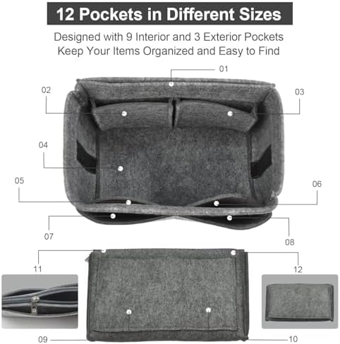 OMYSTYLE Purse Organizer Insert, Felt Tote Bag Organizer Insert with 5 Sizes, Handbag Dividers for Inside Purse, Compatible with Longchamp, Neverful, Speedy and More - Image 3