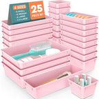 25 PCS Plastic Drawer Organizer Set, Makeup Organizers and Storage Bins by WOWBOX