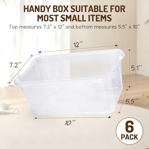 GAMENOTE 6 Quart Stackable Plastic Storage Bins with Lids, 6 Pack, Clear - Image 2