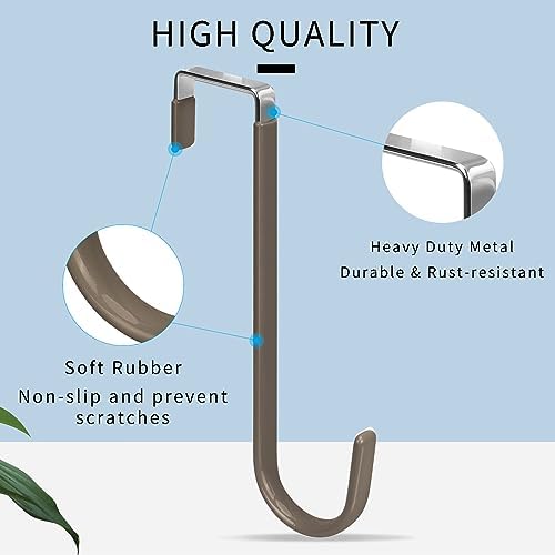 FYY Over the Door Hooks, Single-Hanger 4 Pack, Fits Doors 1.6" Brown - Image 3
