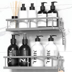 YASONIC Shower Caddy Adhesive, Rustproof Shower Organizer, Large Capacity Shower Shelves for Inside Shower, No Drilling Bathroom Organizers and Storage for Home Decor （2 Pack Grey） by YASONIC