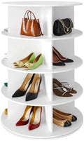 SpaceAid 4 Tier Rotating Shoe Rack Tower, Spinning Shoe Display Lazy Susan, Revolving 360 Shoe Rack Storage Round Carousel, Vertical Handbag Rotate Shoes Closet Organization (4-Tier White) by SpaceAid
