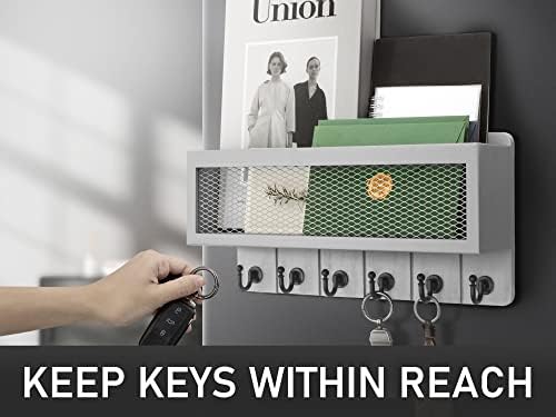 Rebee Vision Key Holder Wall Mount with Mesh Basket for Home Decor, Gray - Image 4