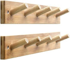 SKOLOO Coat Rack Wall Mount 17 inch, 5 Hooks, Bamboo, Shaker Style, Natural by SKOLOO