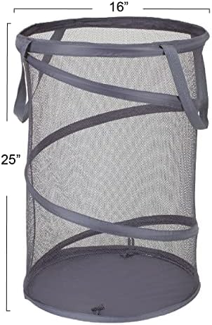 Household Essentials 2027-1 Pop-Up Collapsible Mesh Laundry Hamper | Charcoal - Image 3