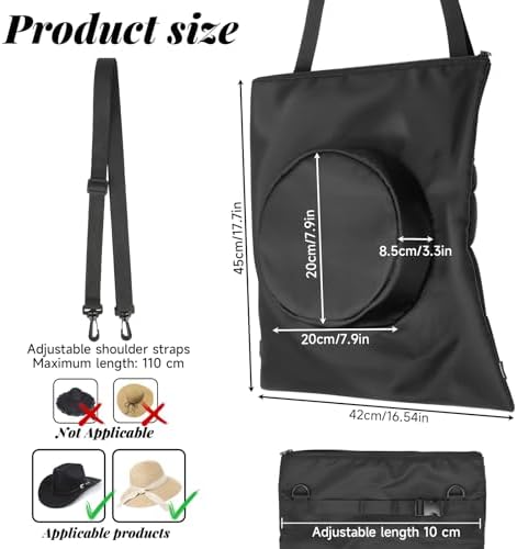 Portable Hat Storage Bag, Extra Large Hat Travel Case for Multiple Hats, Cowboy & Bowler Hats with Adjustable Handle, Shoulder and Luggage Strap,For Travel and At-Home Storage (Shaping Support) - Image 3