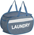 Collapsible Laundry Baskets with Lid, Foldable Clothes Hamper with Reinforced Handles, Sturdy Pop Up Hampers for Laundry, Tear Proof & Easy to Carry Laundry Hamper for Home, Dorm, Travel Blue by Bemkoo