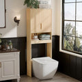 VINGLI Over The Toilet Storage Cabinet with Fluted Doors, Mid Century Modern Bathroom Organizer Over Toilet, Freestanding Wooden Space Saver Stand with Adjustable Shelves, Natural Oak by VINGLI