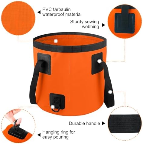 Collapsible Bucket with Handle, 3.2 Gallon Foldable Car Wash Bucket Cleaning Bucket for Fishing, Camping, Gardening, Storage, Portable Wash Basin for RV Household Essentials & Outdoor Supplies - Image 3