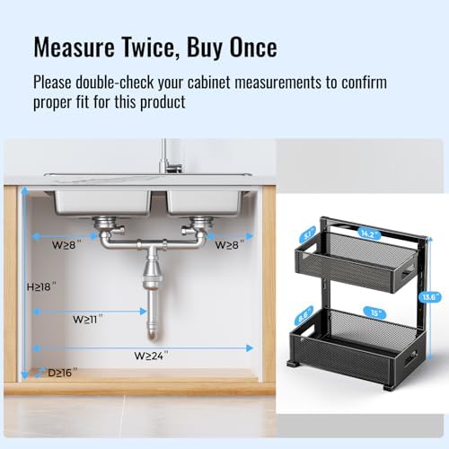 TISTAYA Under Sink Organizer, Silk-Smooth Metal Sliding Drawer Organizers and Storage Rack, Pull Out Cabinet Shelf for Kitchen, Bathroom, Pantry, Cabinet, Closet - Image 2