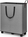 SpaceTrove Rolling Laundry Basket with Wheels, Laundry Hamper, 155L, Grey by Unknown
