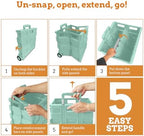 Inspired Living Ultra-Slim Rolling Collapsible Storage Pack-N-Roll Utility-carts, with Telescopic Handle, for Home, Garden, Shopping, Office, School use, Large, Mint - Image 6