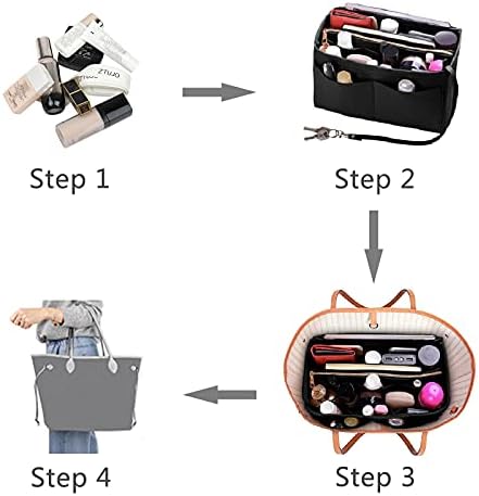 ZTUJO Purse Organizer Insert, Felt Bag Organizer with Metal Zipper, Handbag & Tote Shaper, For Speedy Neverfull Tote, 7 Sizes - Image 6