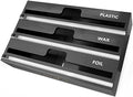 SpaceAid WrapNeat 3 in 1 Wrap Organizer with Cutter and Labels, Plastic Wrap, Aluminum Foil and Wax Bamboo Dispenser for Kitchen Storage Organization Holder for 12" Roll (Black) by SpaceAid