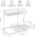 Under Sink Organizer, Adjustable Height Pull-Out Kitchen Storage Organization,15.8" x 11.8" x 16.5", 2-Tier Kitchen Shelf, Bathroom Drawer Organizer, 2 Pack|White - Image 2