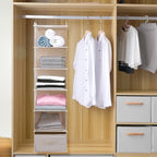 Large Hanging Sweater Organizer for Closet,Collapsible 6-Shelf Hanging Closet Shelves with Drawers, Washable (Beige -6 Shelf-1 d) - Image 3