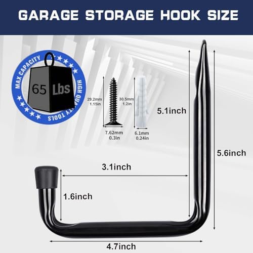 Dreecy J Utility Hooks for Hanging Heavy Duty Garage Storage Utility Hooks, Utility Hook for Garage Wall,Color Black, 5 Pack - Image 2
