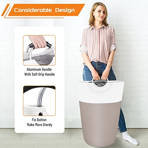 BlissTotes 75L Laundry Basket, Freestanding Collapsible Hamper, Brown - Image 5
