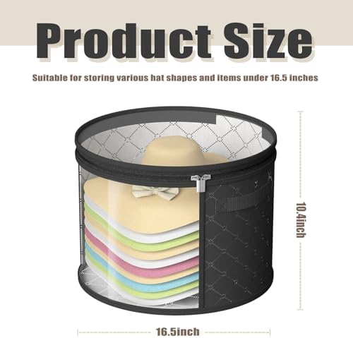 STARGAZ Hat Boxes For Women Storage - This Oversized Clear Hat Storage Bag can hold 9 hats,suitable for cowboy hats,suitable for travel and daily hat organizer for closet.(Black) - Image 3