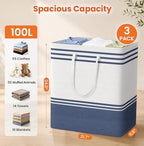TranquilRelax 3-Pack Laundry Basket, Laundry Hamper, Blue-100L - Image 2