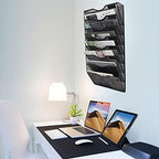 EASEPRES 8 Pocket Mesh Hanging Wall File Organizer, Wall Mounted Mail Paper Document Folder Holder, Clipboard Storage Organization Magazine Rack with Nametag Label for Office Home School, Black - Image 6