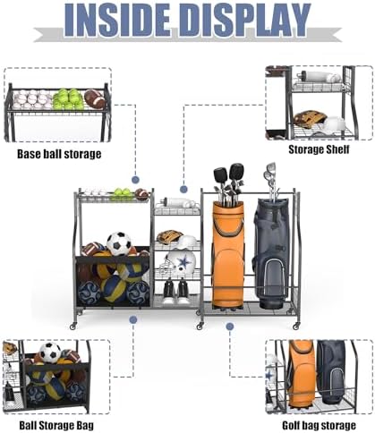 WALMANN Golf Bag Storage with Wheels, Rolling Sports Equipment Organizer - Image 4