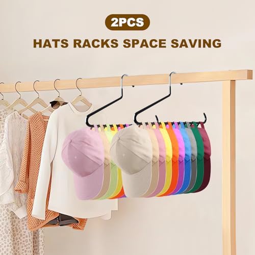 Hat Organizer for Baseball Caps - 2 PCS Hat Hangers for Closet - Stainless Steel Hat Rack - Cap Holder Hat Storage Holds 20 Caps - Birthday Gifts for Men & Women - Image 3