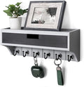 Rebee Vision Key Holder Wall Mount with Shelf for Apartment, Gray & Black by REBEEVISION